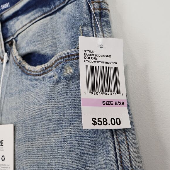 NWT Kensie The Short Mid Rise Double Roll Cuff Lithgow With Destruction 6/28 - Picture 6 of 9